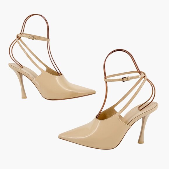 Givenchy Show Beige Leather Slingback Pointed Toe Pumps Heels Size 38 US 8 - Picture 8 of 15